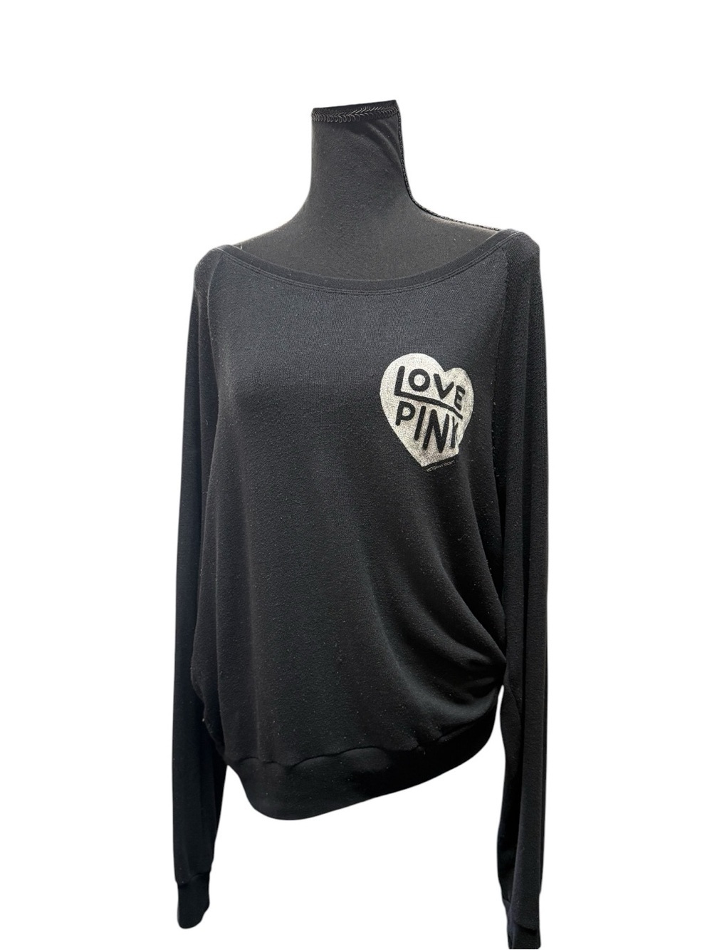 PINK Victoria's Secret Black Long-Sleeve Off-Shoulder Top Size Large